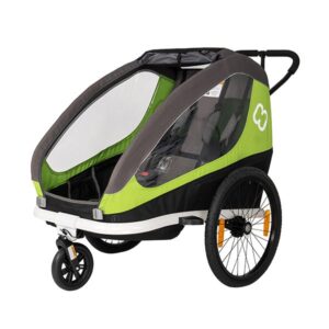 Hamax Traveller Bike Trailer for 2 Kids, incl. drawbar and buggy wheel - black/grey