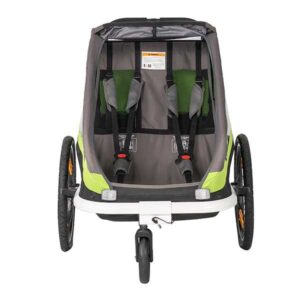 Remorque hamax traveller Bike Trailer for 2 Kids, incl. drawbar and buggy wheel - green/grey